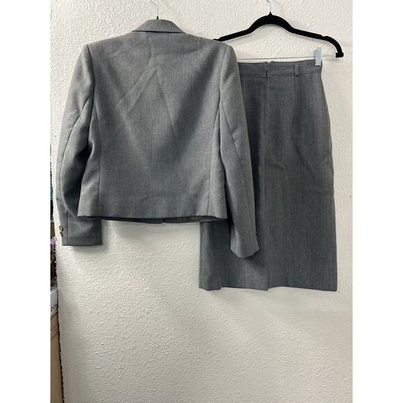 Vintage College‎ Town Gray Plaid Midi Skirt Jacket Academia Belt loops 5/6 & 7/8 - Picture 14 of 15